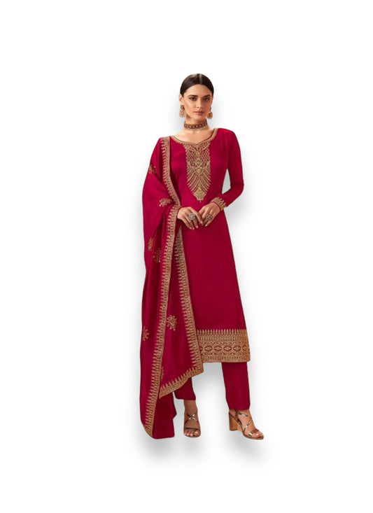 Elegance Unveiled: Blooming Silk Georgette Salwar Kameez - 14242