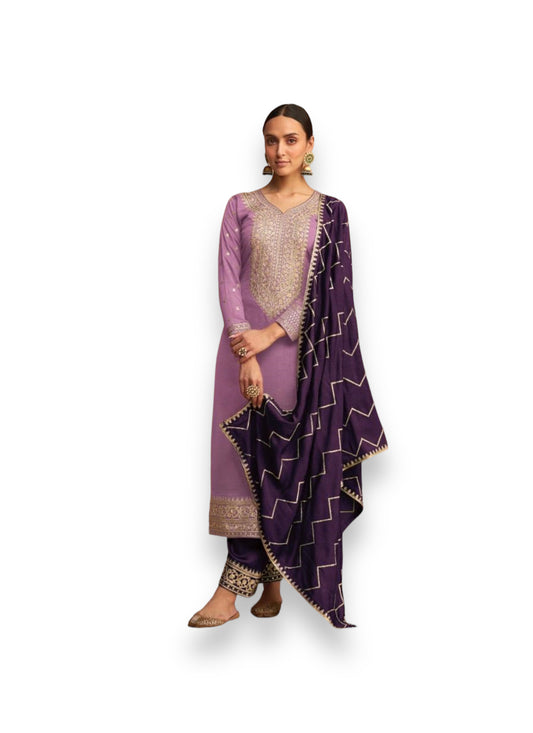 Elegant Essence: Designer Silk Salwar Suit for a Timeless Look - 9619