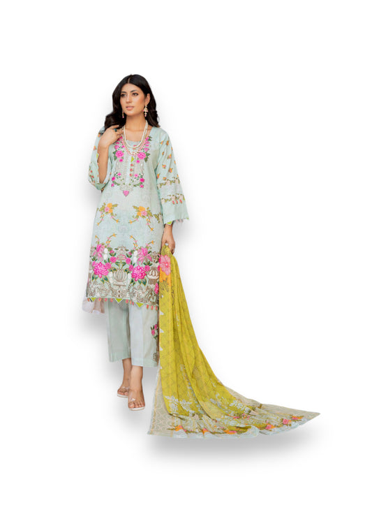 Graceful Embellished Soni Brand Linen Pakistani Dress - D4