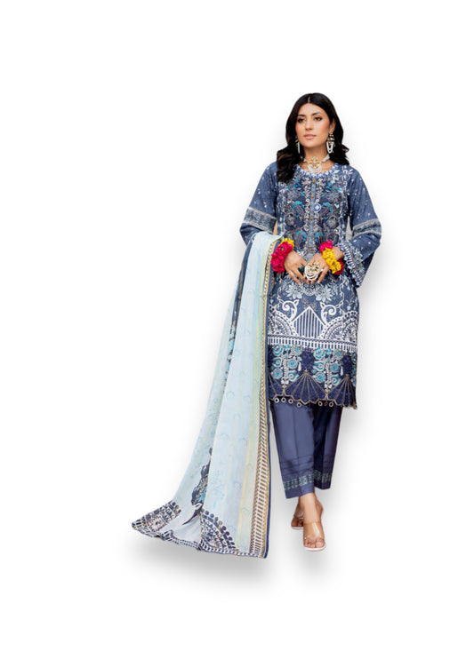 Graceful Embellished Soni Brand Linen Pakistani Dress - D2