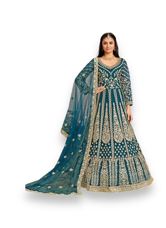 Stunning Sea Blue - Heavy Embroidery Suit for an Unforgettable Look- 3003