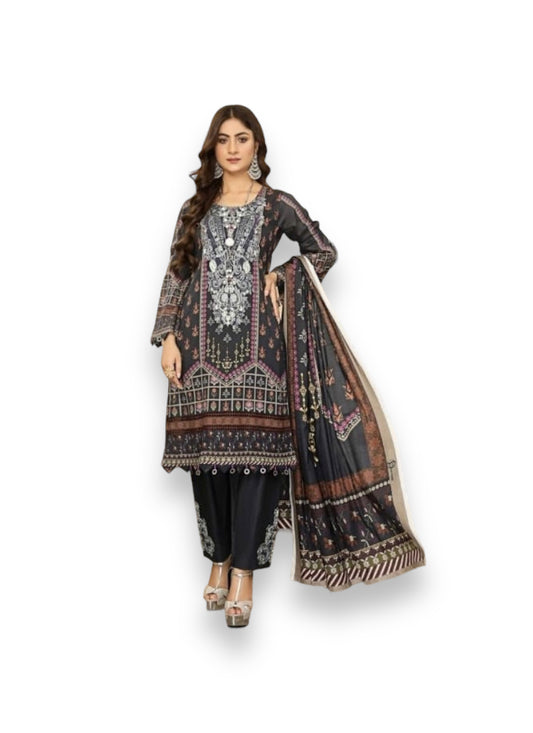 Luxurious Embroidered Haya Designer Linen Pakistani Dress -02