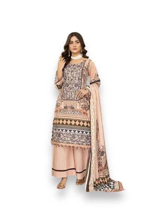Luxurious Embroidered Haya Designer Linen Pakistani Dress -01