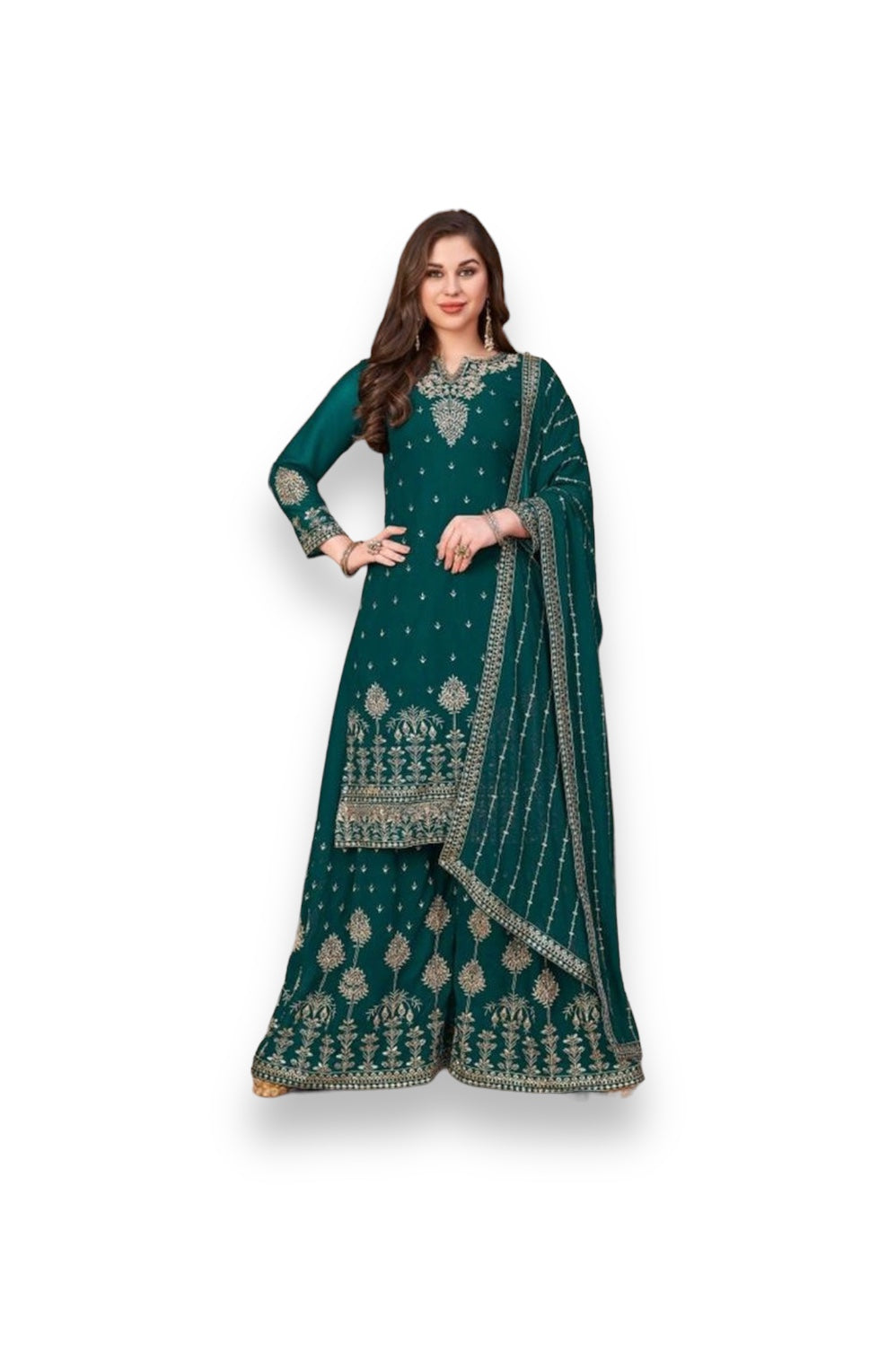 Splendid in Green: Festive Wear Georgette Heavy Designer Salwar Suit Collection