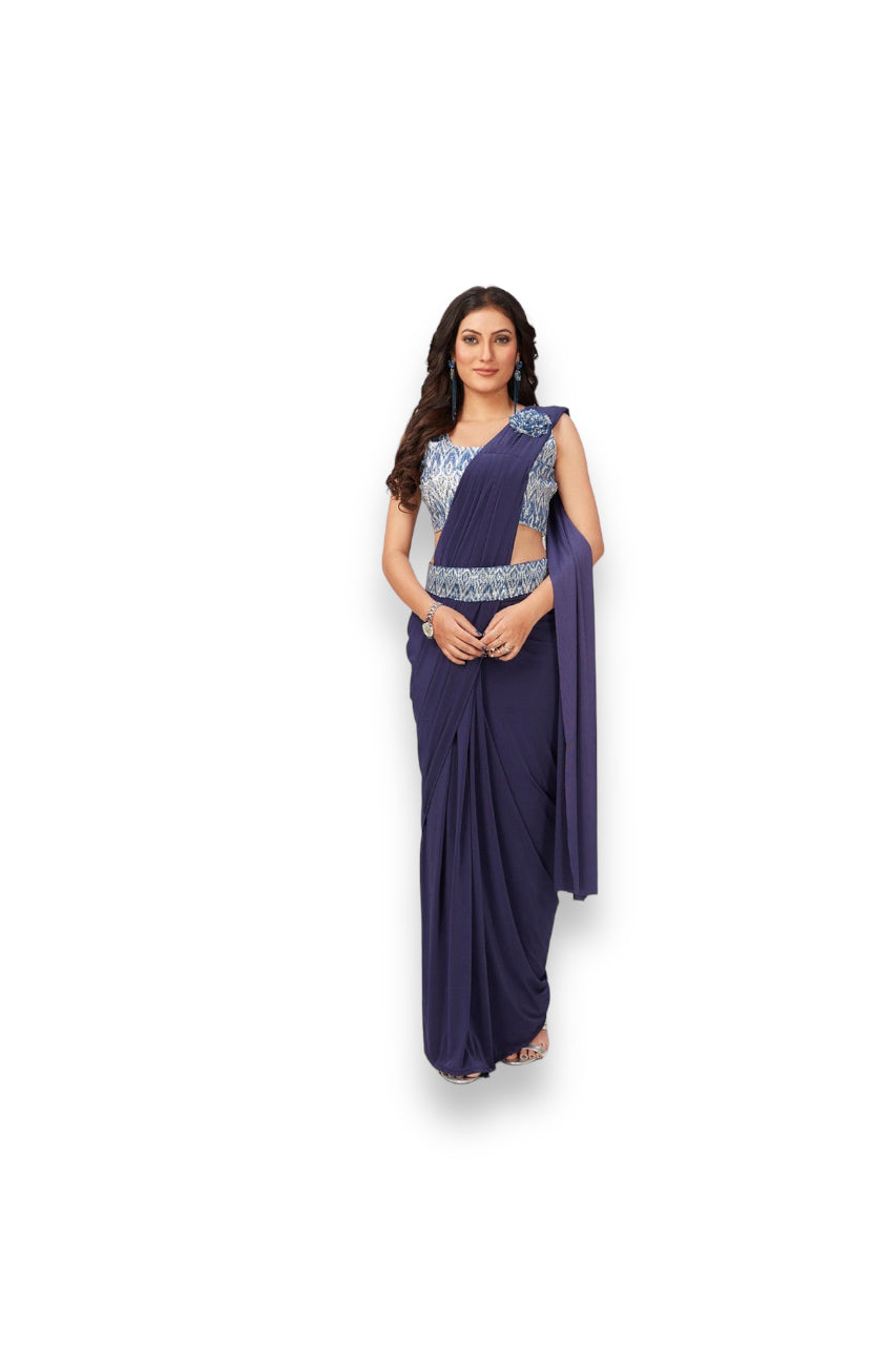 Captivating Blue: Ready-to-Wear Party Saree for a Mesmerizing Look