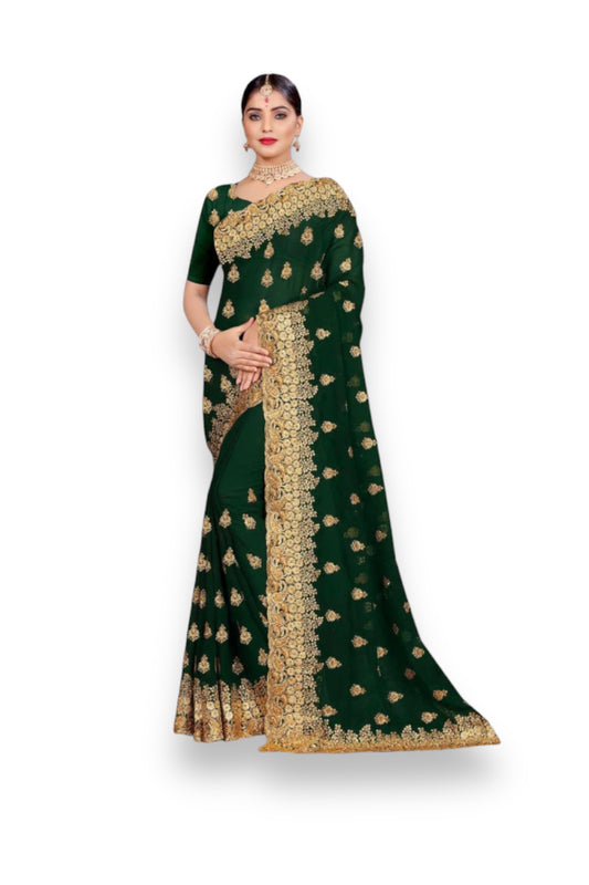 Dazzling Diva: Party Wear Saree with Intricate Stone Embroidery