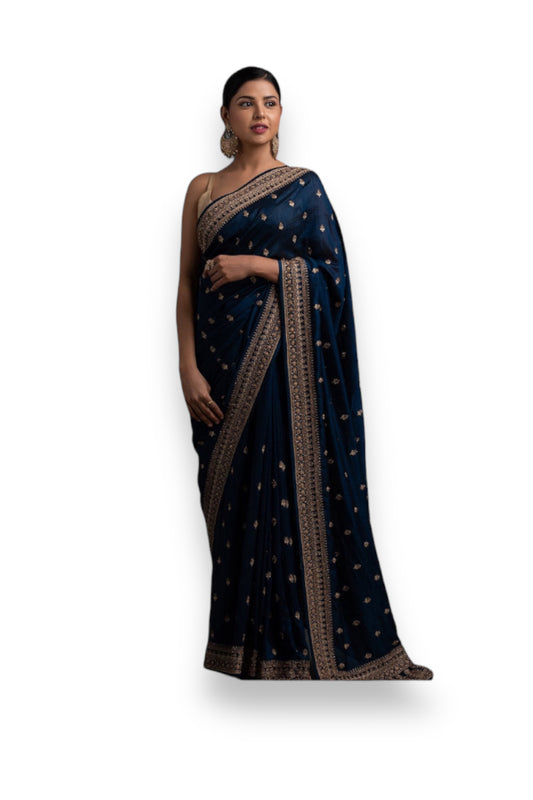 Regal Blue Silk Saree: Embrace Luxury and Style