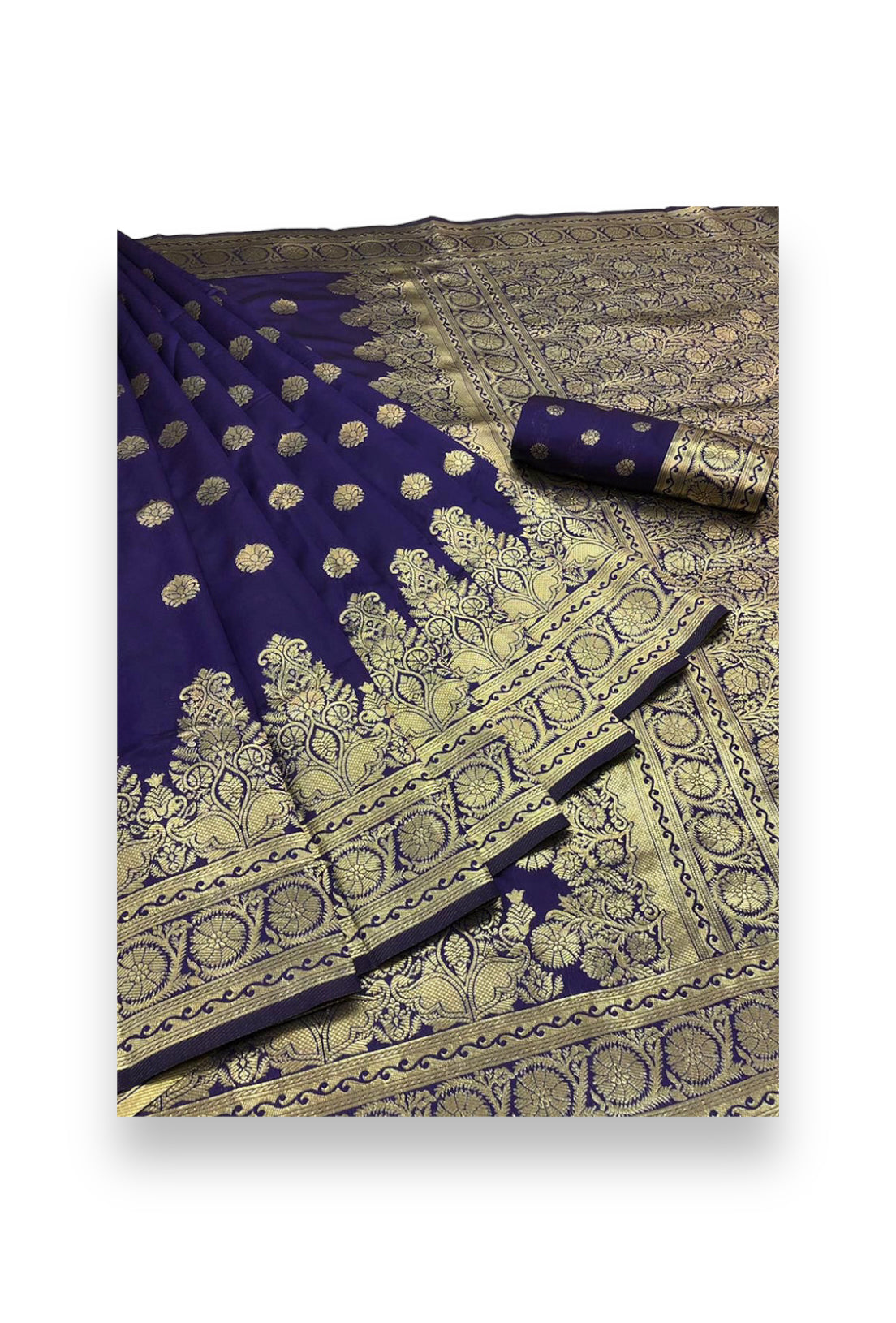 Navy Blue Banarasi Silk Saree for Classic Elegance