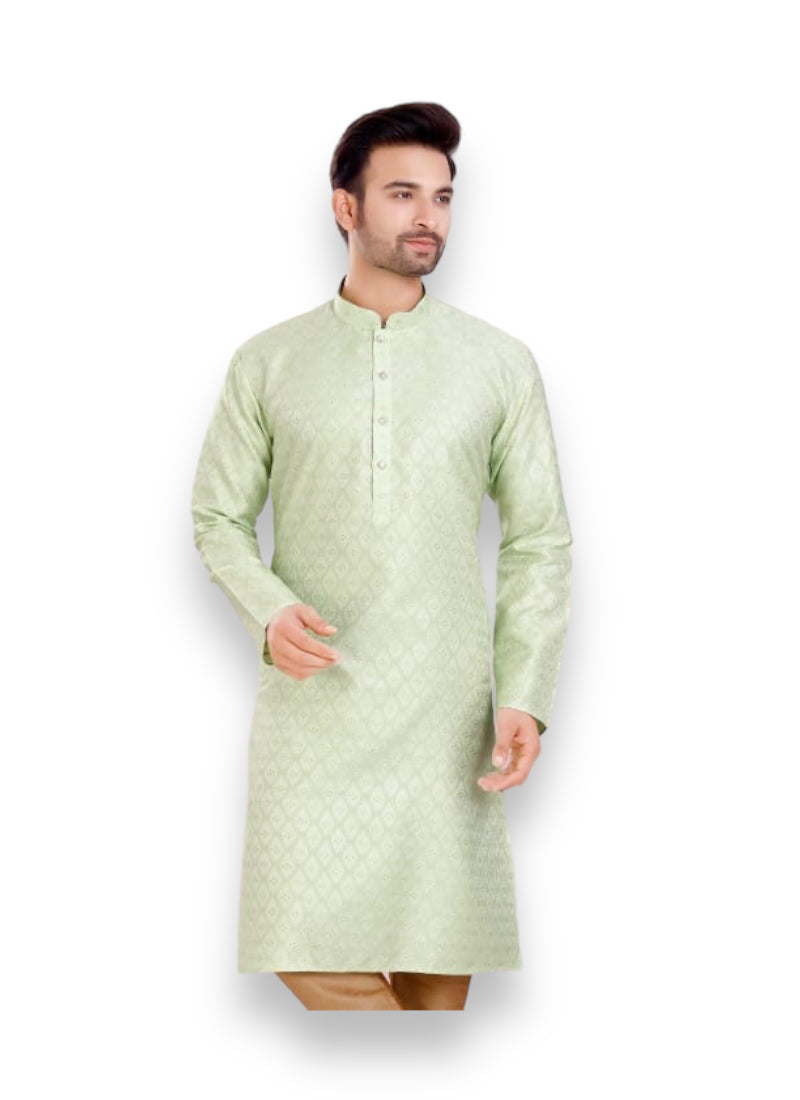 Pista Green Stylish Men's Silk Kurta Pajama