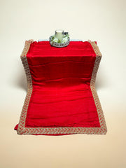 Red designer handwork saree with stone embellishments from Saree Ghor Charlotte, traditional cultural wear for women.