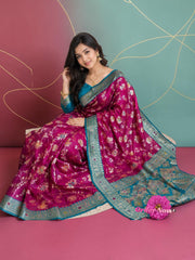 Traditional Silk Weaving Saree with Unstitched Blouse, Cultural Wear for Women