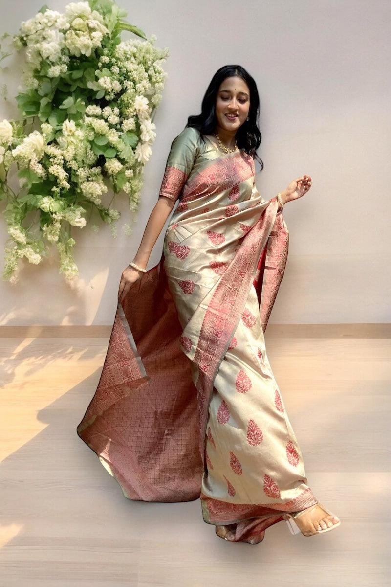 Elegant Jacquard Lichi Saree - 01