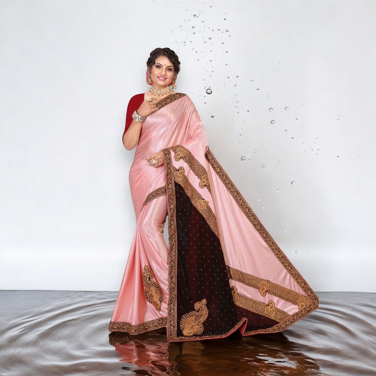 Elegant Ronisha Daksha - Heavy Lycra Embroidery Festive Wear Saree: Embrace Opulence and Style - A