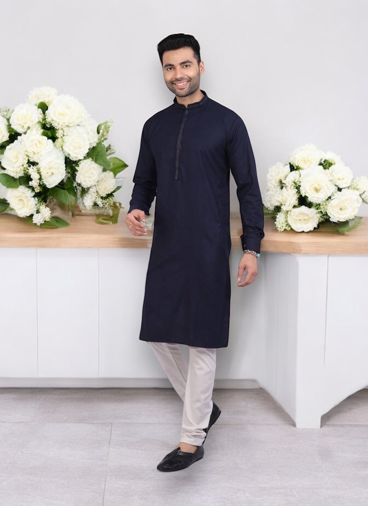 Navy Blue Festive Wear Mens Kurta Pajama- 73011