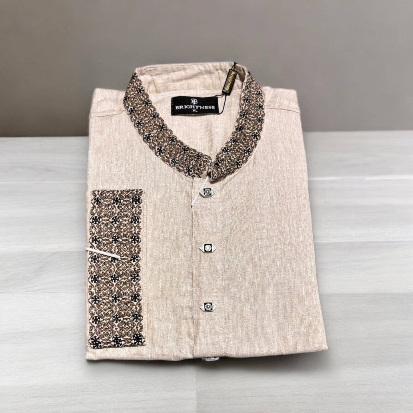 Mens Beige Color Fancy Cotton Kurta