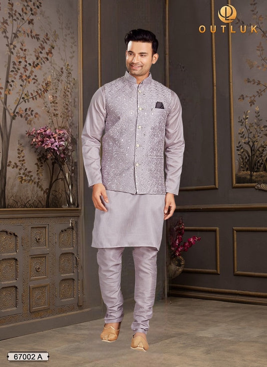 Exclusive Wear Lavender Kurta Pajama with Jacket