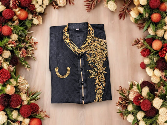 Black - Stylish Men's Soft Cotton High Quality Kurta