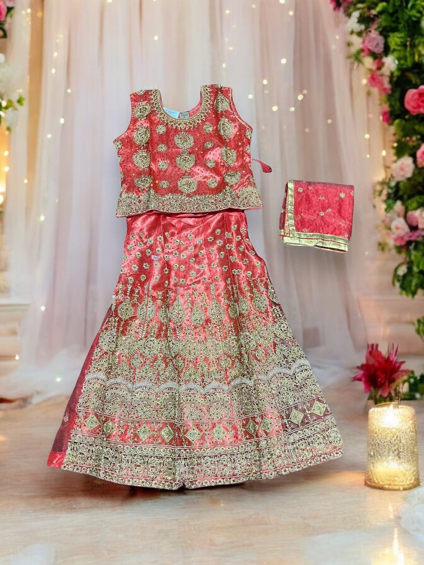 Princess Dreams: Girls' Embroidered Lehenga Choli Set