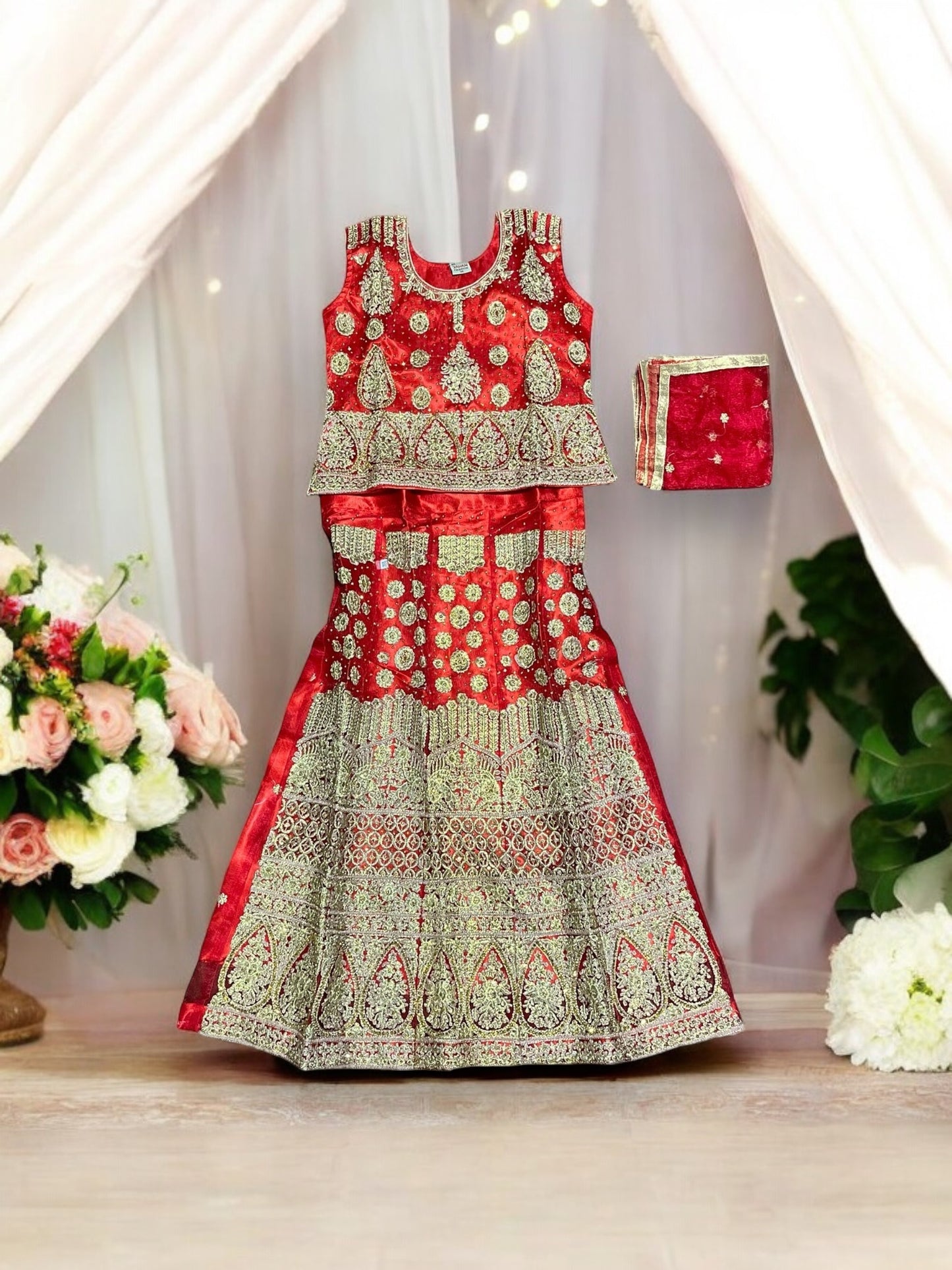 Princess Dreams: Girls' Embroidered Lehenga Choli Set