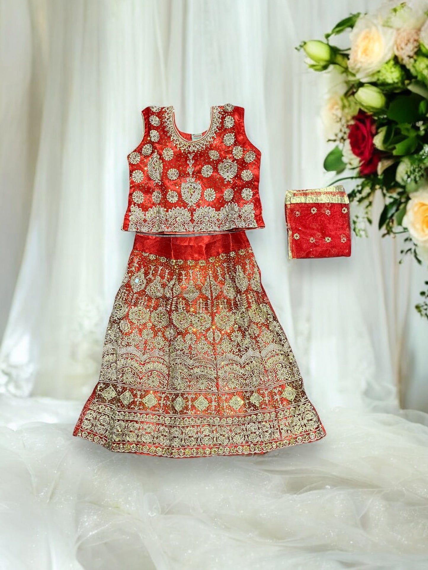 Elegant Grace: Girls Lehenga Choli with Embroidery