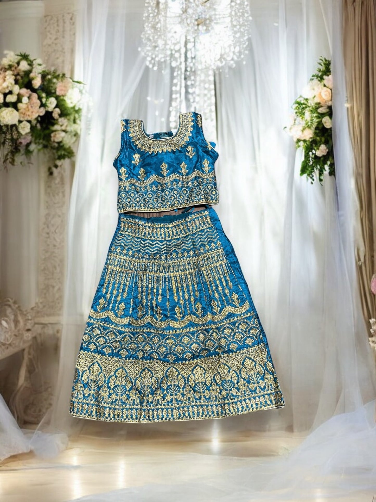 Elegant Grace: Girls Lehenga Choli with Embroidery