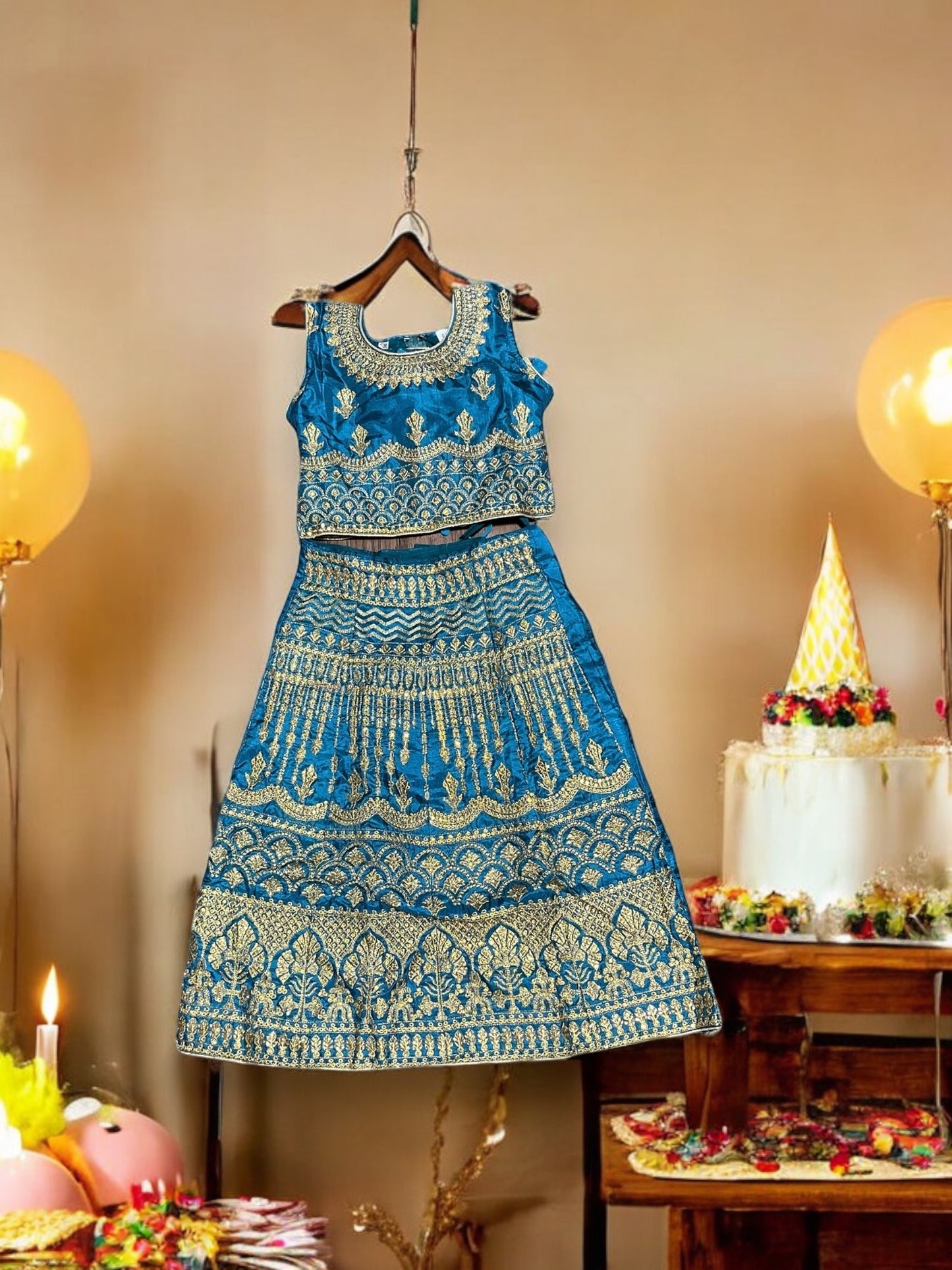 Elegant Grace: Girls Lehenga Choli with Embroidery