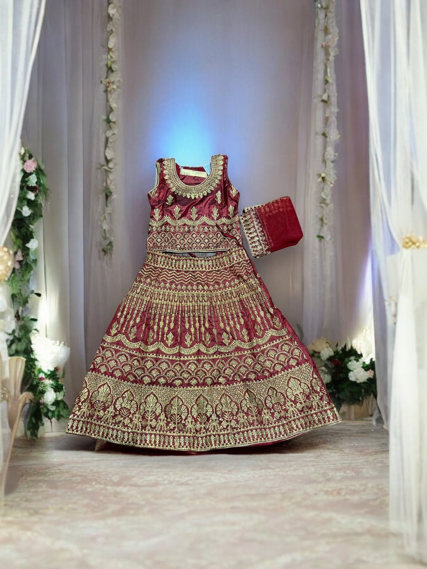 Elegant Grace: Girls Lehenga Choli with Embroidery