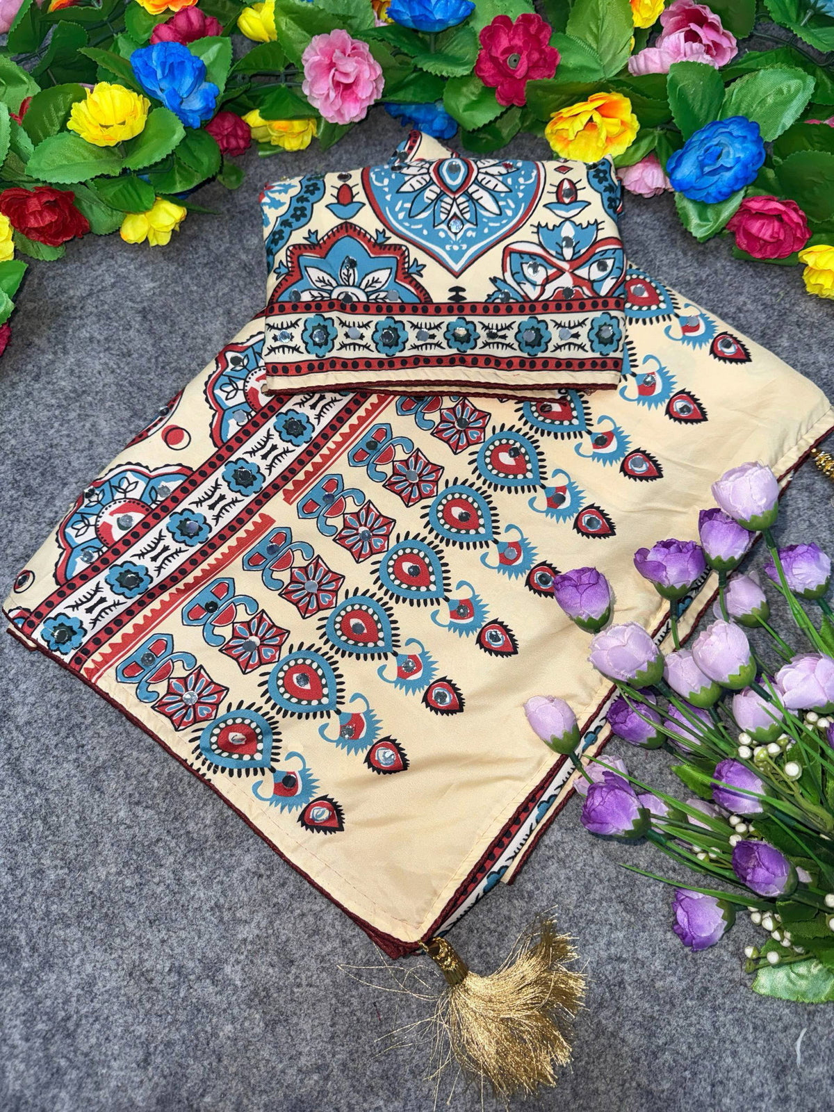 Heavy Crepe Silk Saree with Ready Blouse, Cultural Wear for Women