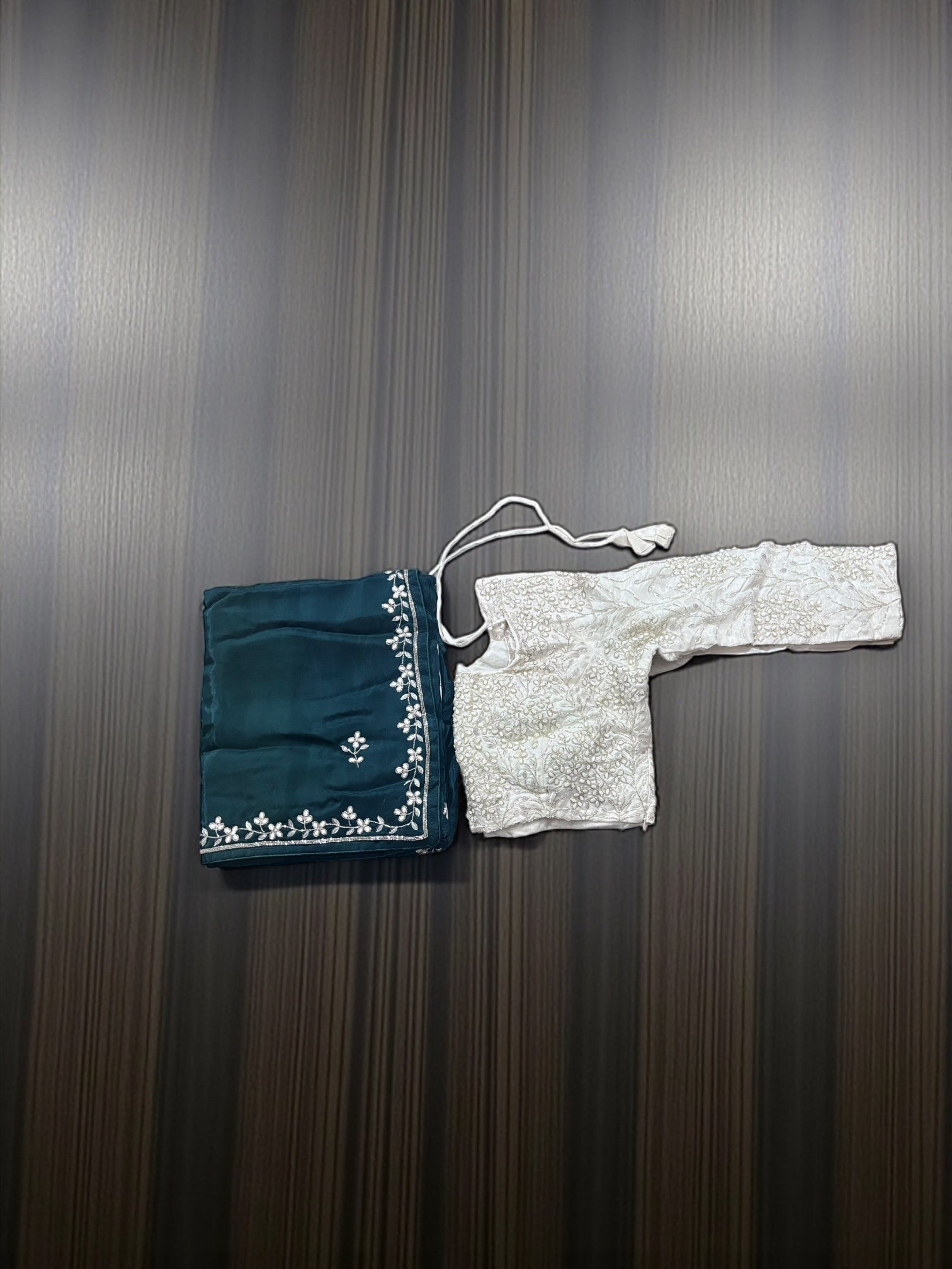 Elegant designer saree with matching ready blouse from Saree Ghor Charlotte, perfect for cultural wear for women.