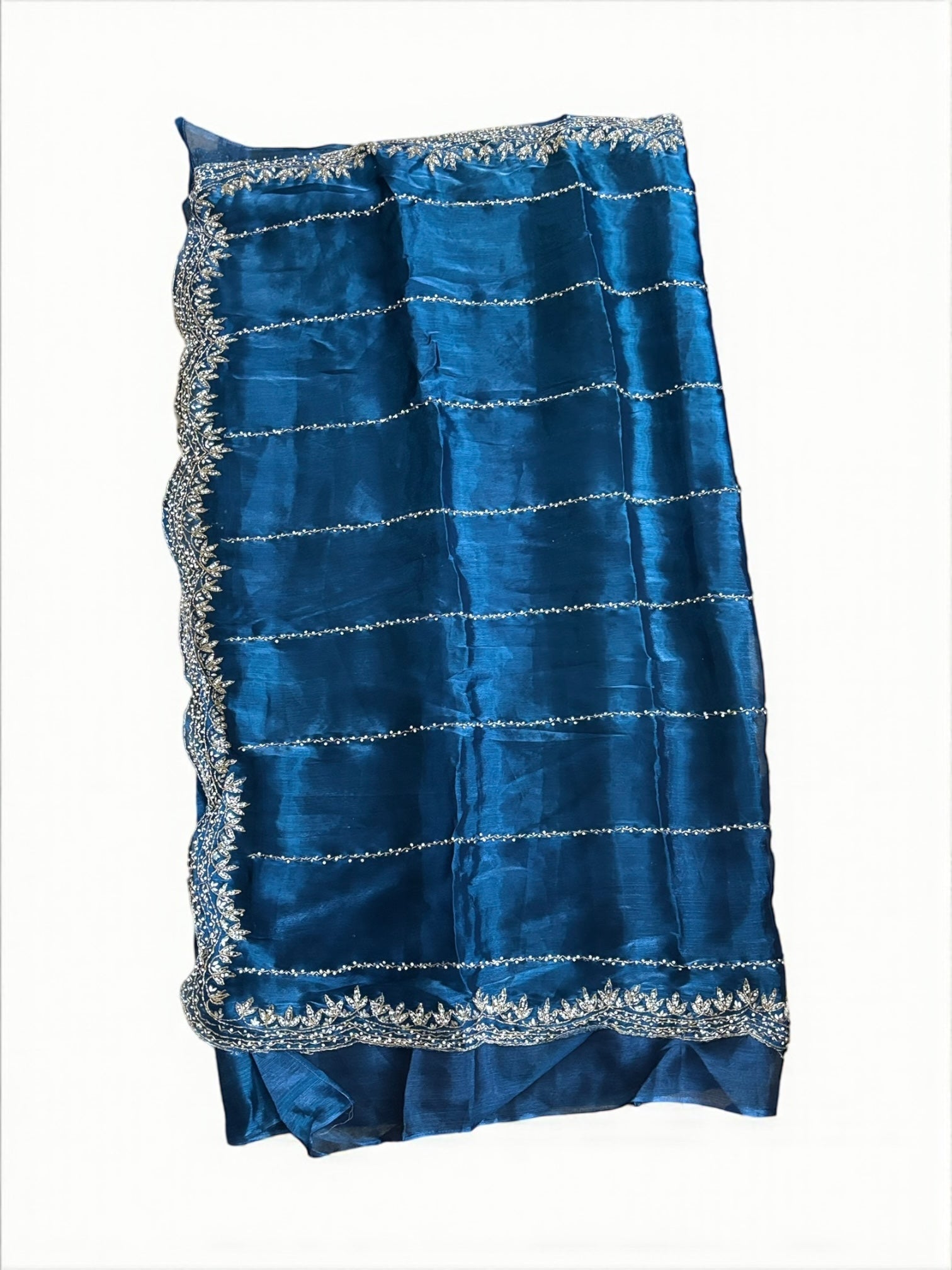 Elegant designer saree with matching ready blouse from Saree Ghor Charlotte, traditional cultural wear for women.