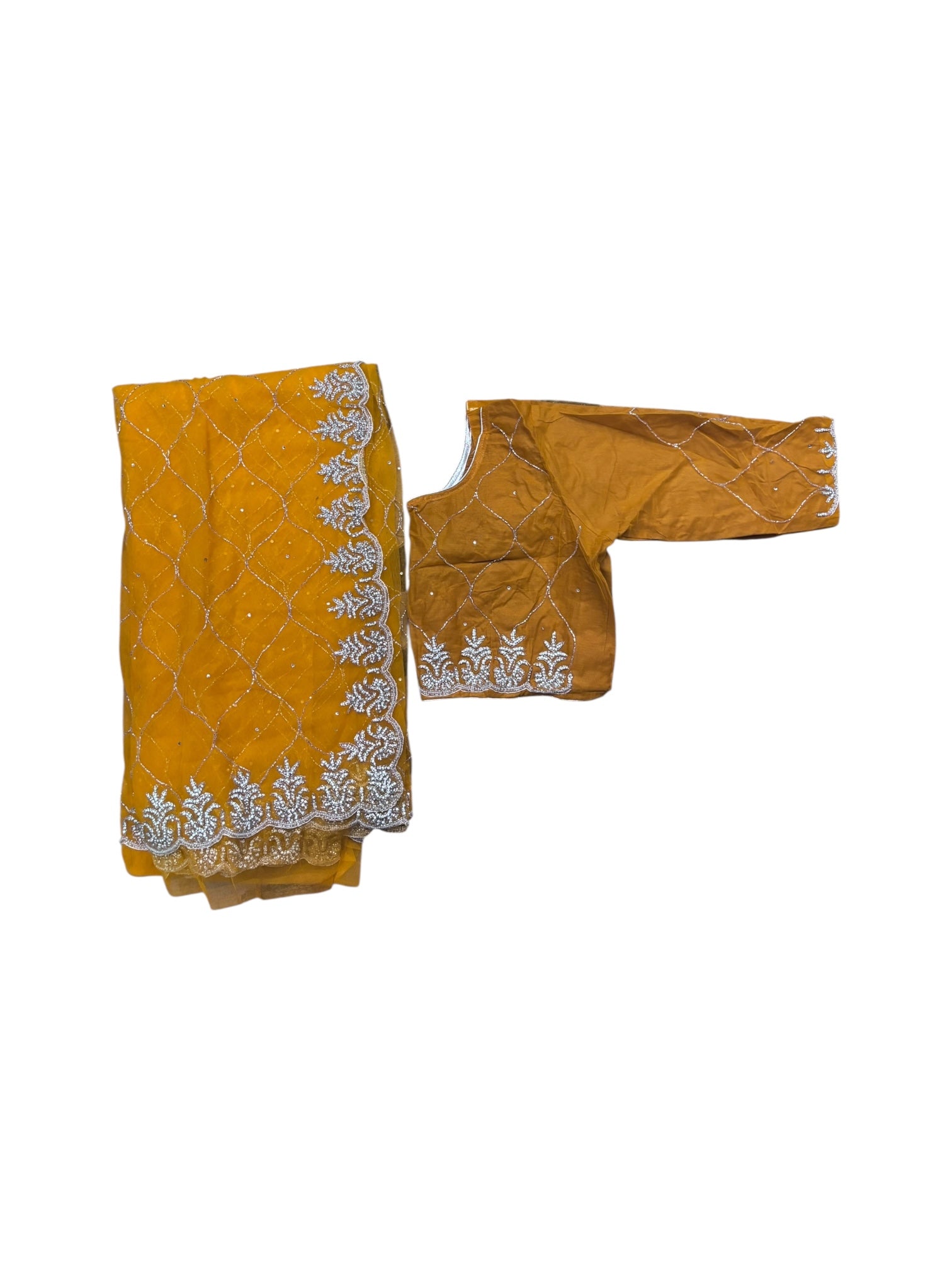 Designer net saree with ready blouse from Saree Ghor Charlotte, vibrant cultural wear for women, intricate net fabric and elegant drape