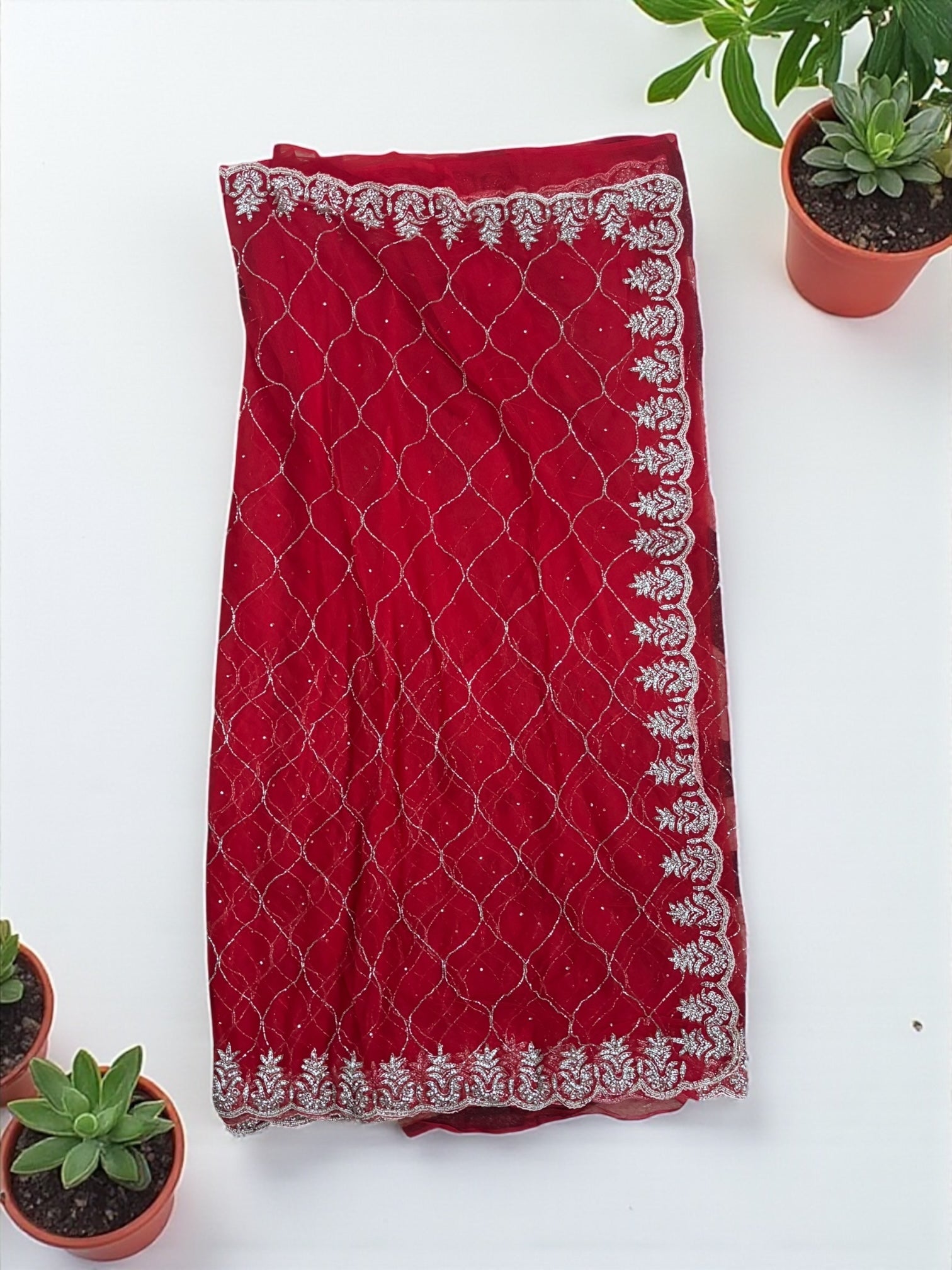 Designer Net Saree with Ready Blouse, Cultural Wear for Women, Aug41 - Saree Ghor Charlotte
