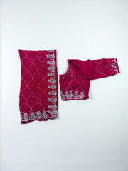 Designer Net Saree with Ready Blouse, Cultural Wear for Women, Aug41 - Saree Ghor Charlotte