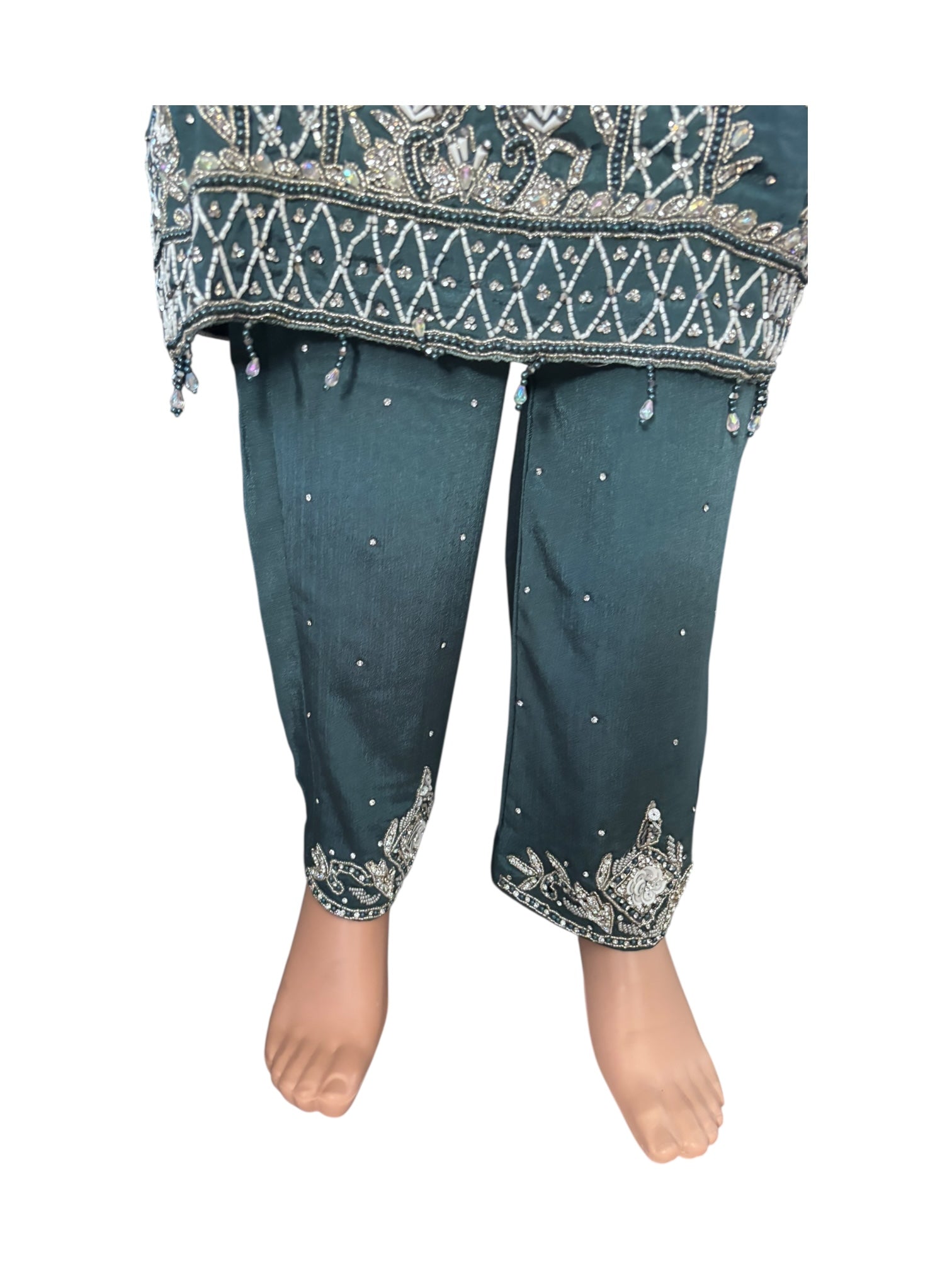 Heavy Work Salwar Kameez by Saree Ghor Charlotte, elegant traditional women's cultural wear with intricate embroidery.