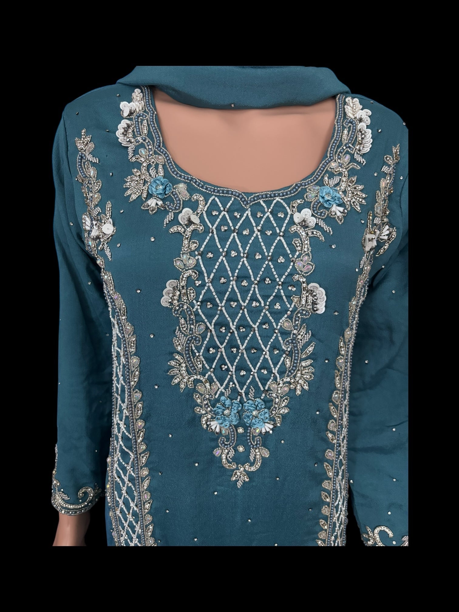 Heavy Work Salwar Kameez for women by Saree Ghor Charlotte, showcasing intricate embroidery and traditional cultural wear.