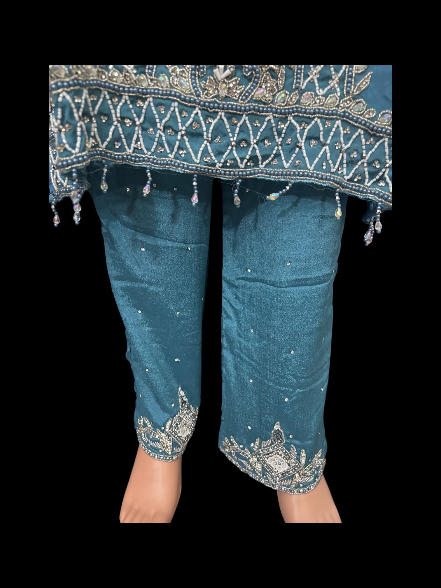 Heavy Work Salwar Kameez by Saree Ghor Charlotte, elegant traditional women's cultural wear with intricate embroidery.