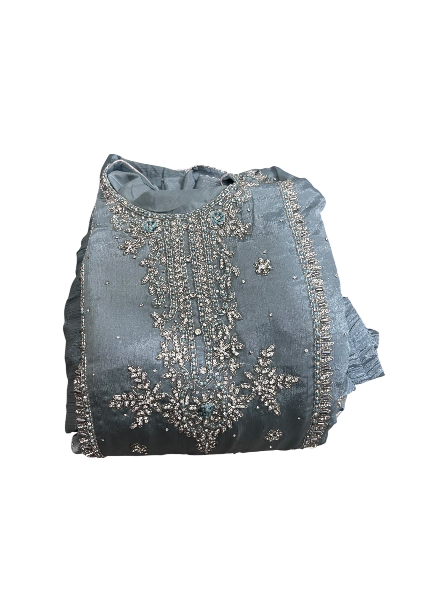 Heavy Work Salwar Kameez by Saree Ghor Charlotte featuring intricate embroidery and traditional cultural design for women.