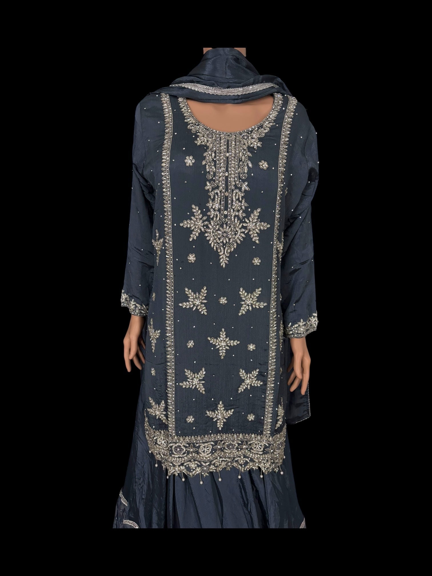 Heavy Work Salwar Kameez for women by Saree Ghor Charlotte, showcasing intricate embroidery and traditional cultural style.