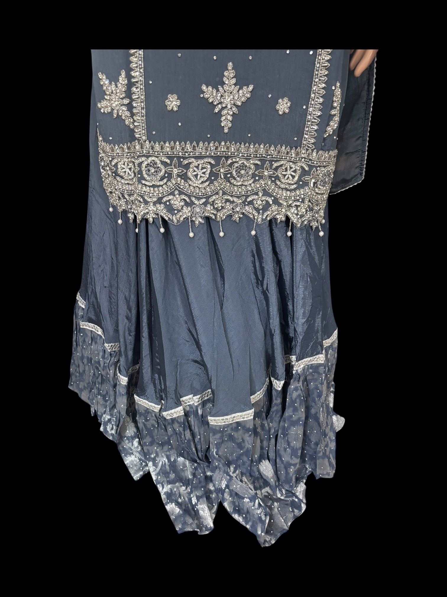 Heavy work Salwar Kameez for women by Saree Ghor Charlotte, showcasing intricate embroidery and vibrant traditional design.