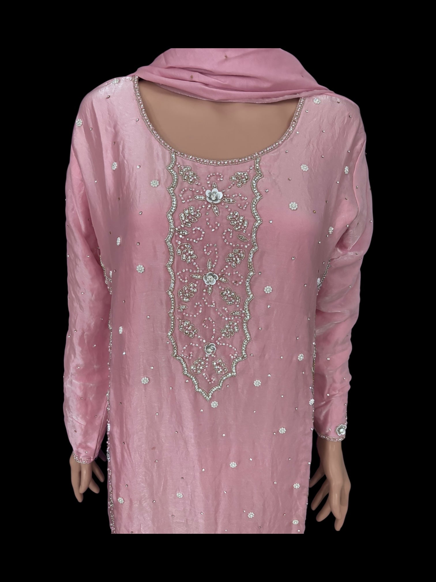 Heavy Work Salwar Kameez by Saree Ghor Charlotte featuring intricate embroidery and traditional design for women's cultural wear.