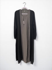 Women’s black Abaya Burqa by Saree Ghor Charlotte featuring modest Islamic dress with elegant drape and intricate embroidery.