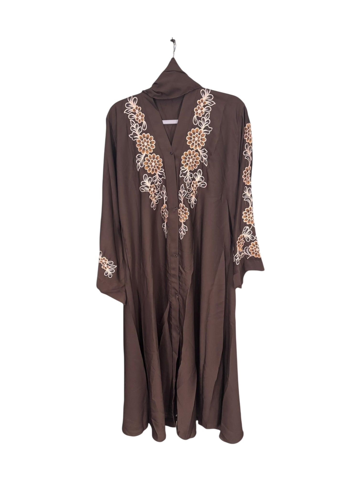 Women’s black Abaya Burqa by Saree Ghor Charlotte, modest Islamic dress with elegant flowing fabric and full coverage design.