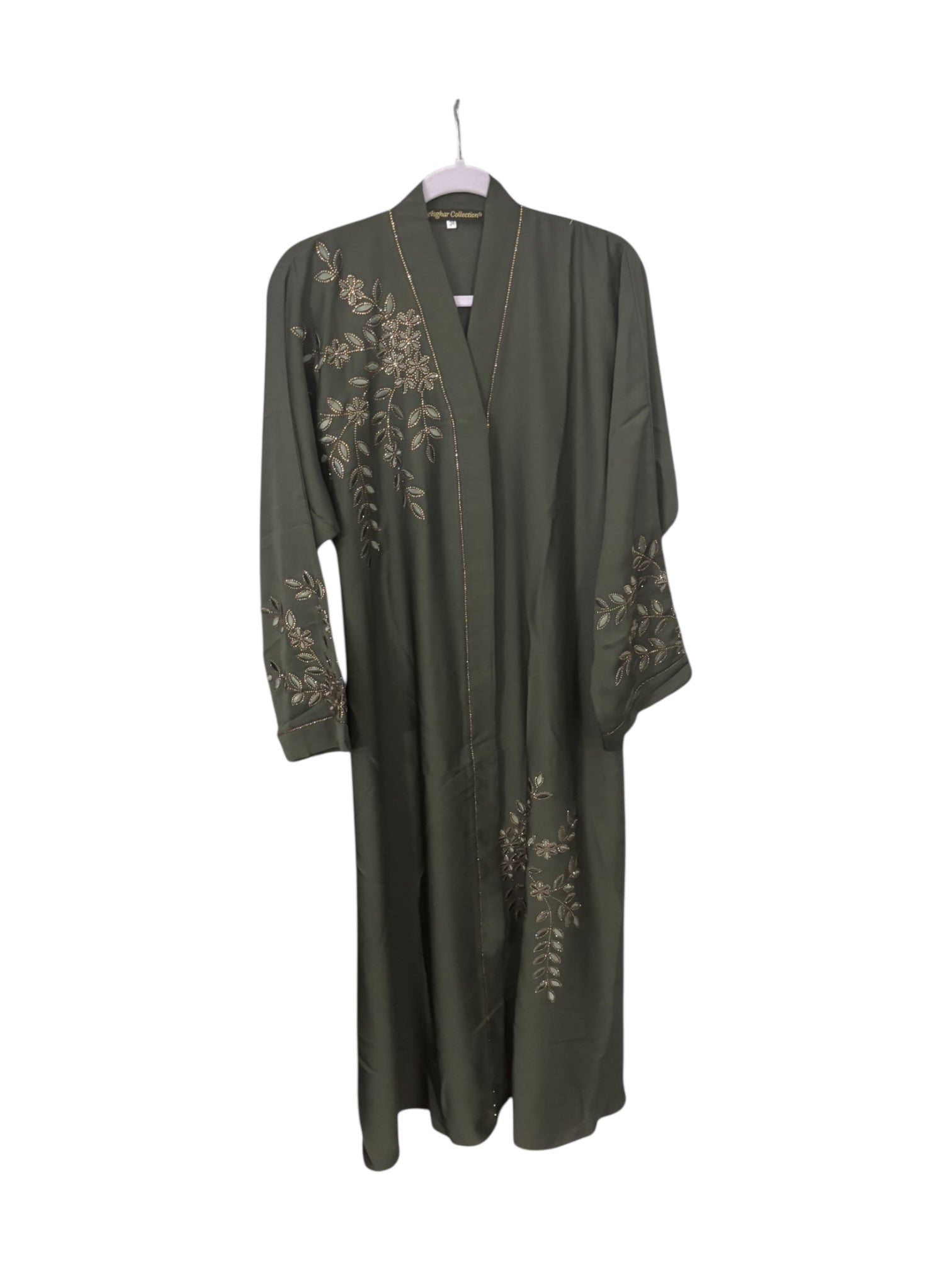 Women’s black Abaya Burqa by Saree Ghor Charlotte, modest Islamic dress with flowing fabric and elegant design.