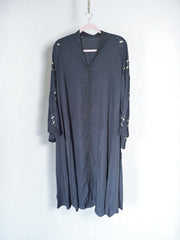 Women’s blue abaya burqa by Saree Ghor Charlotte, modest Islamic dress with flowing fabric and elegant design, shown in image IMG_1233.
