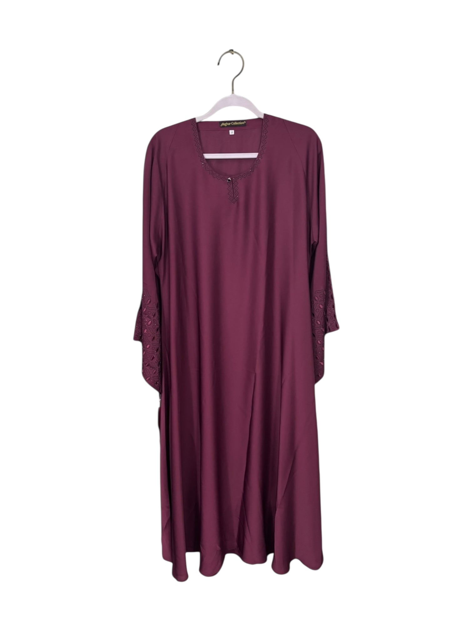Women’s black Abaya Burqa by Saree Ghor Charlotte, modest Islamic dress with flowing fabric and elegant design.