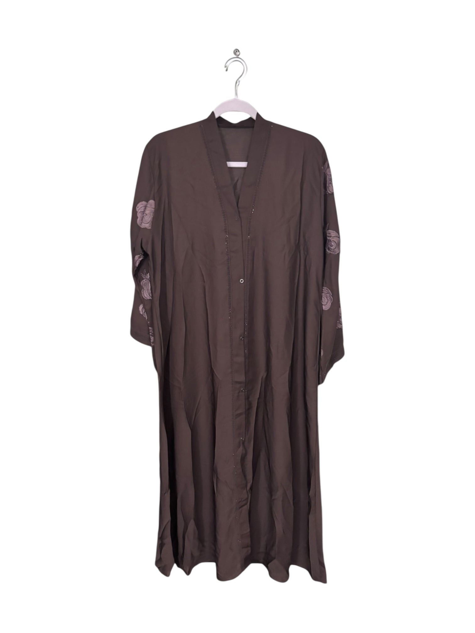 Women’s black abaya burqa by Saree Ghor Charlotte featuring modest Islamic dress with flowing fabric and full-length coverage.