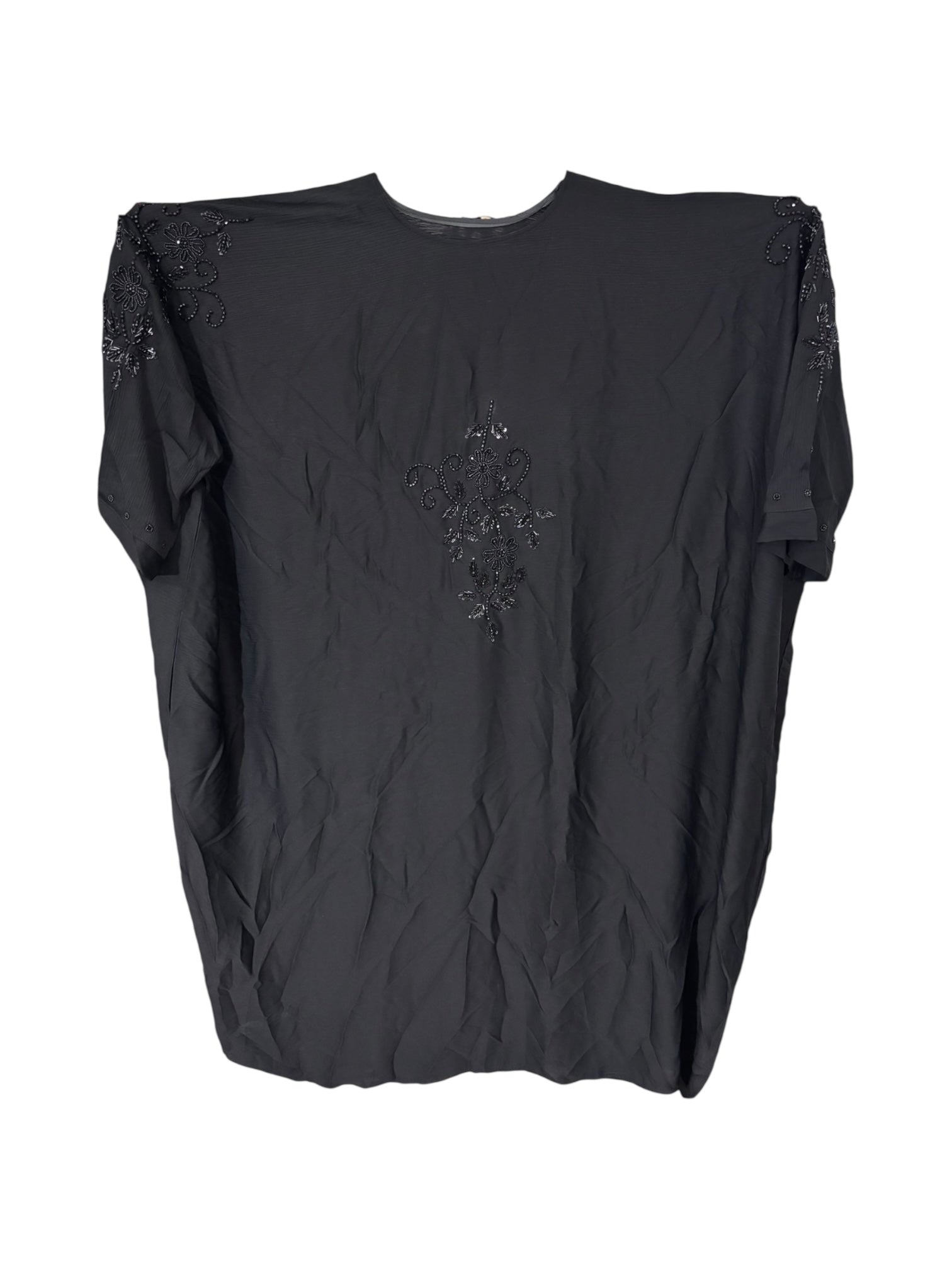 Women’s black saree Ghor Charlotte abaya with elegant modest design, flowing fabric, and intricate detailing for Islamic fashion.