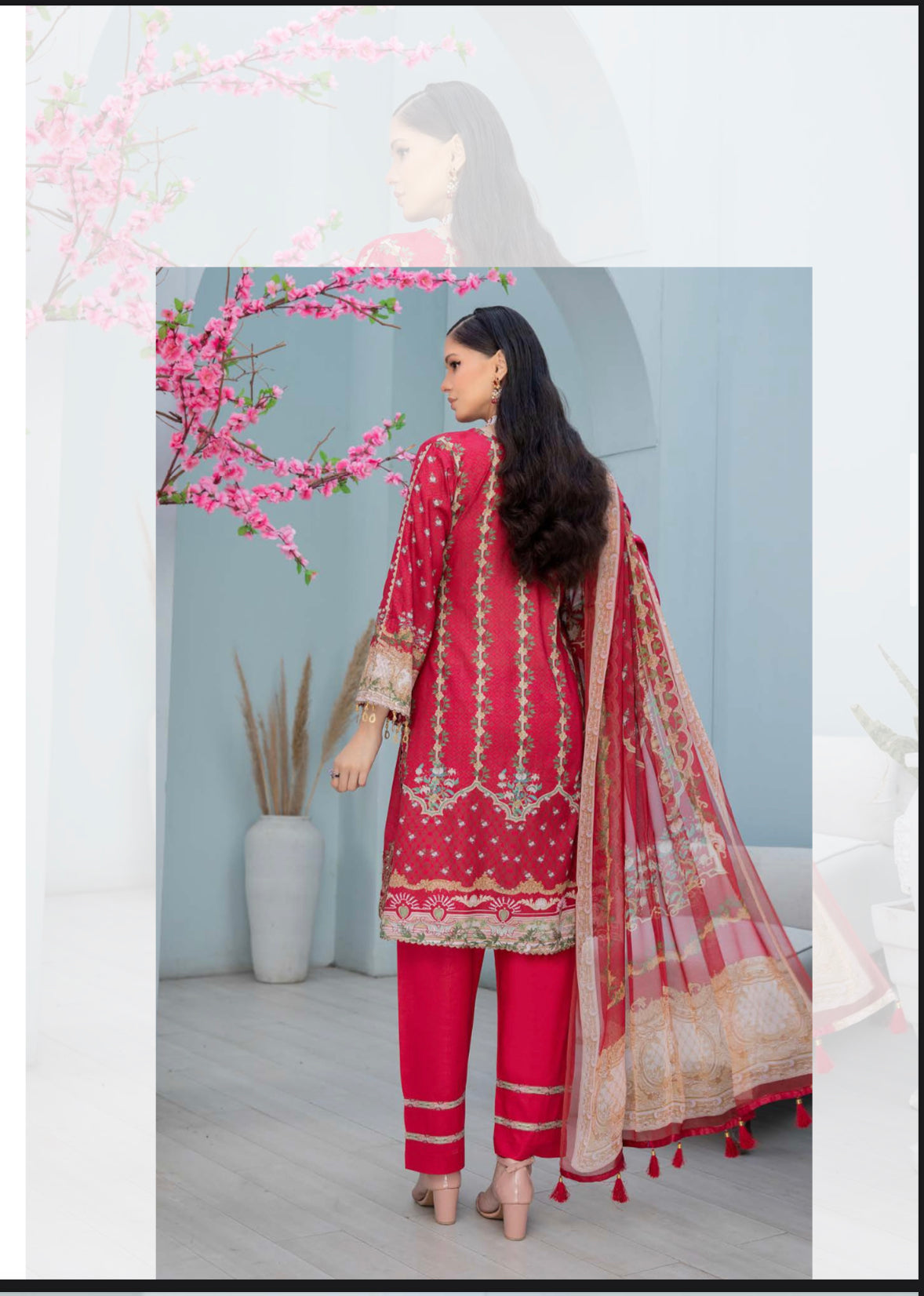 Timeless Embroidered Soni Brand Linen Pakistani Dress - D2