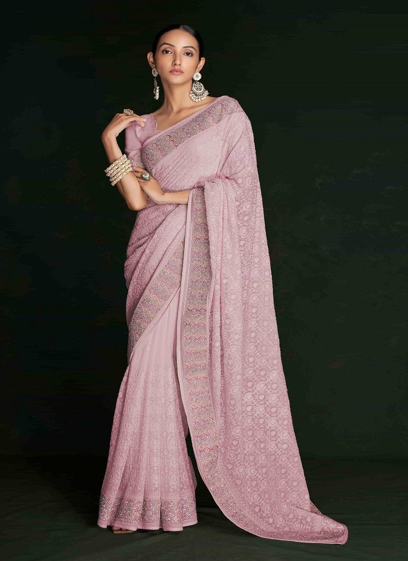 Glamorous Pink Swarna Vol 5 Party Wear Saree: Be the Center of Attention