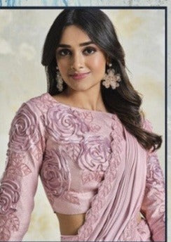 Pretty in Pink: Party Wear Saree with Ready-to-Wear Blouse